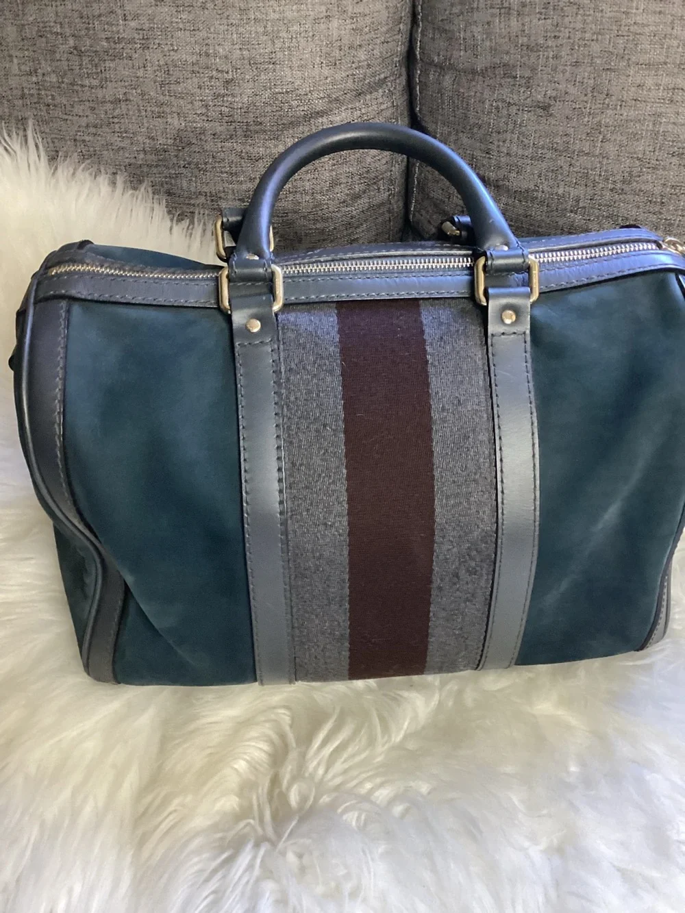 Green Gucci Suede Web Satchel Leather - Picture 2 of 16